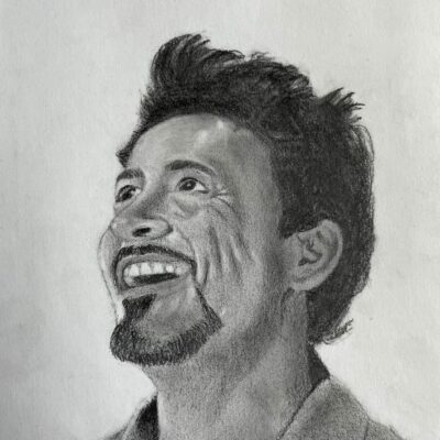 Pencil sketch of Tony Stark.